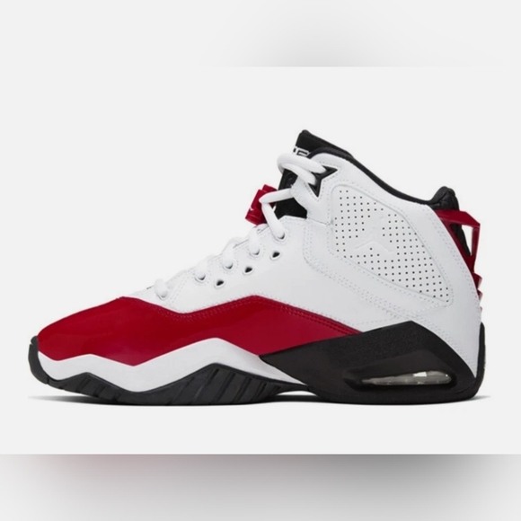 Jordan Red and White High-Top Sneakers - Picture 4 of 17